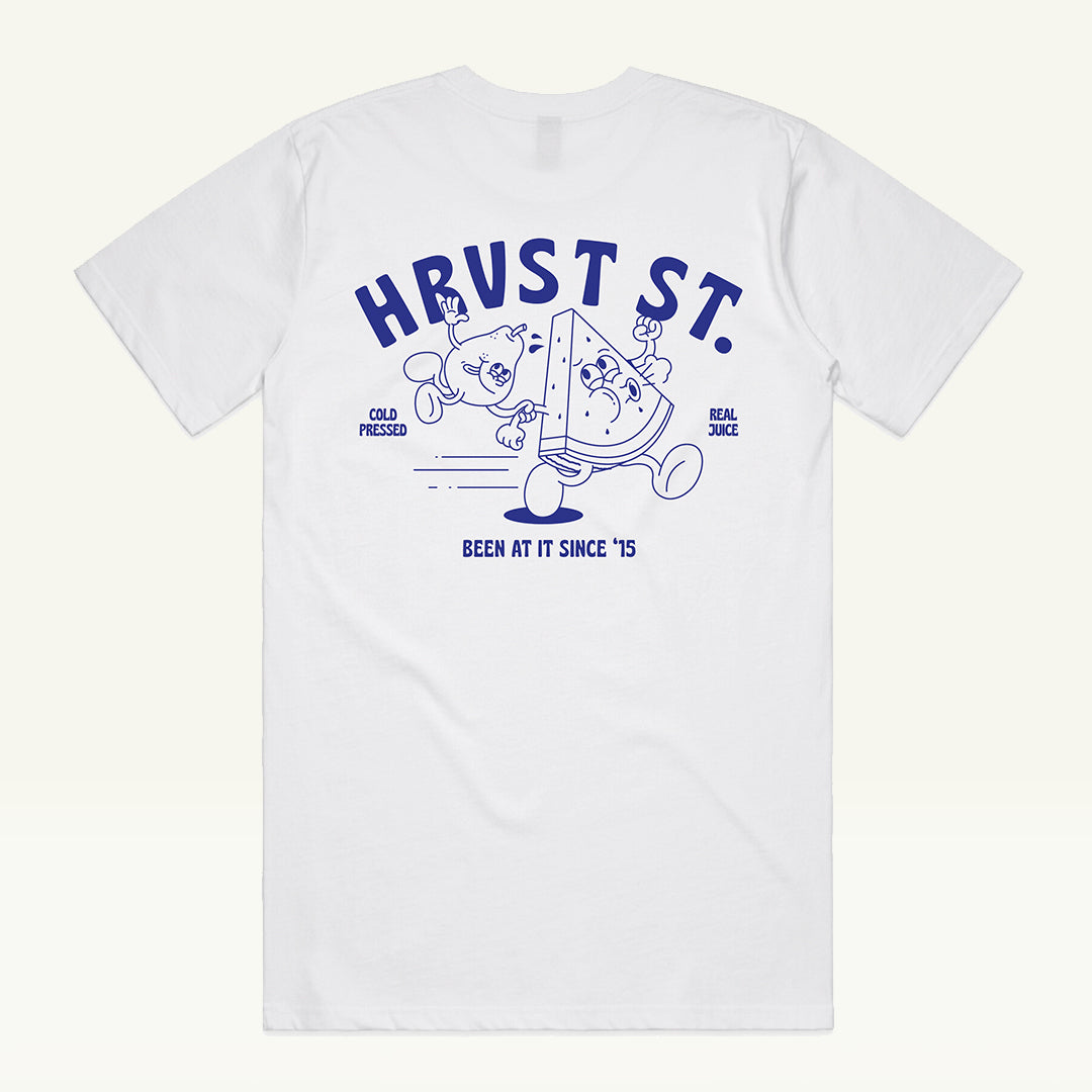 Hrvst St Tee - Blue on white